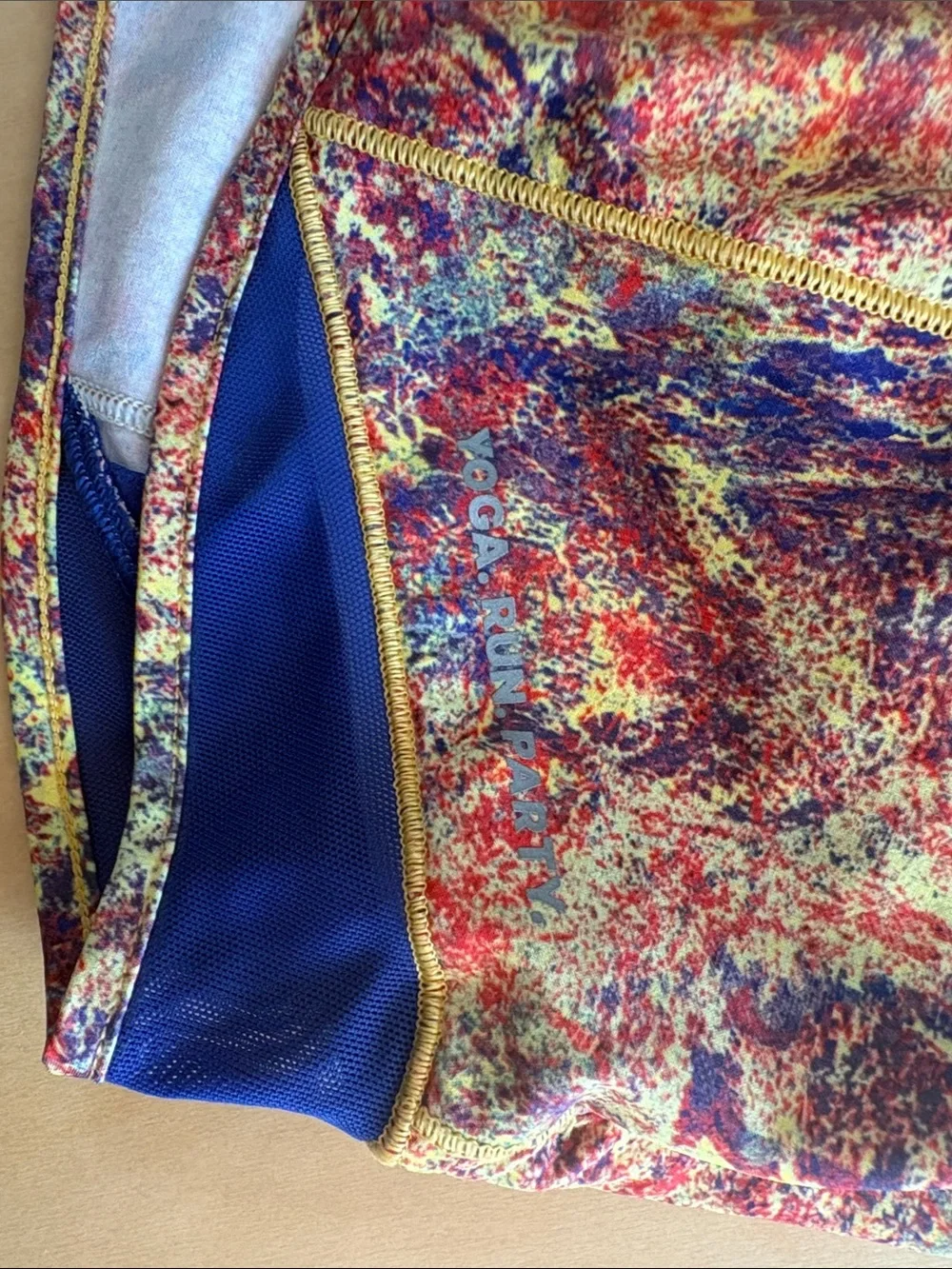 lululemon athletica Multicolor Speckle Print Shorts with Blue Trim